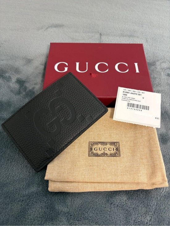 Gucci Other - Brand New Gucci GG Jumbo Card Case Wallet Black Leather Logo Card Holder